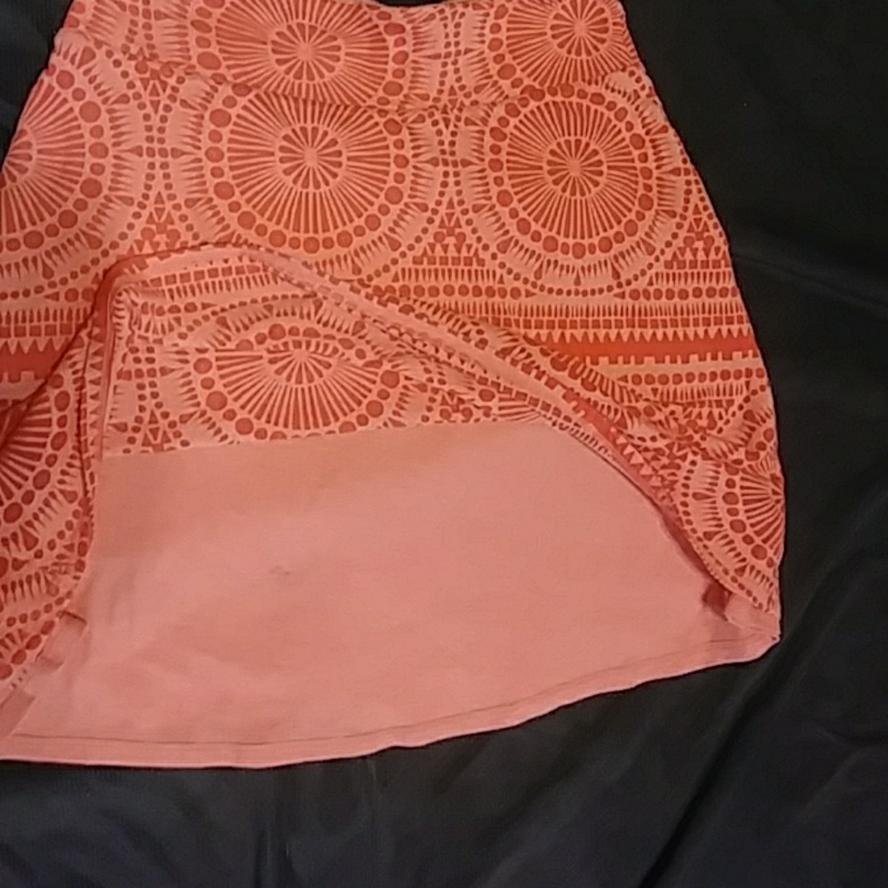 Womens Skirt Peachy Orange Coral tones Above Knee Stretchy B8 - Picture 4 of 5